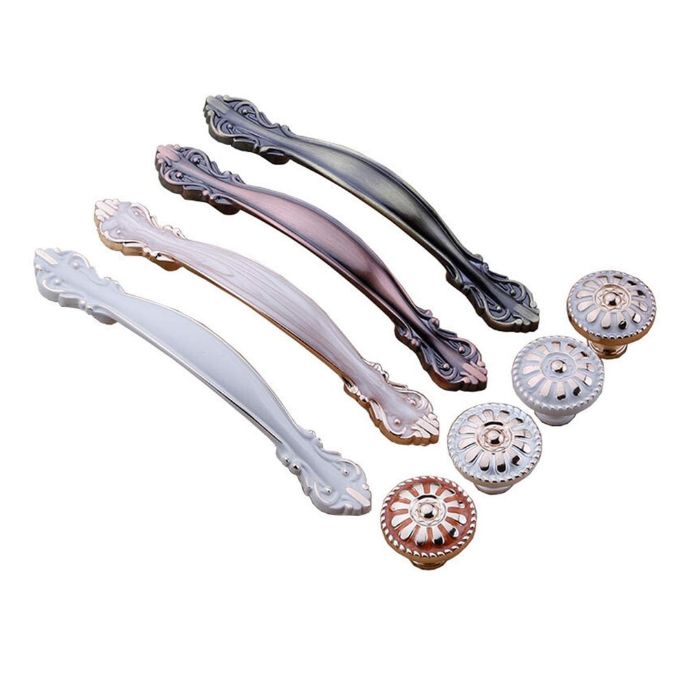 Antique Cabinet Drawer Handles, 5 Pieces European Zinc Alloy Drawer Knobs Kitchen Cupboard Handles Door Pulls White Black Furniture Handle Hardware, Internal Lever Handl (Color : Ac S)