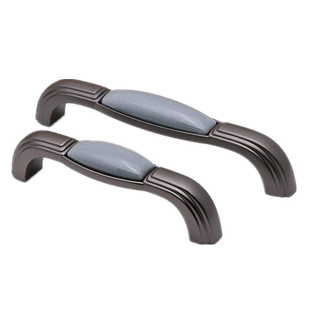 Antique Cabinet Drawer Handles, 2Pcs Zinc Alloy Ceramic Handle Drawer Ceramic Handle Cabinet Household Wardrobe Hardware Handle 96 Black + Gray (Color : 128 Black+Gray)