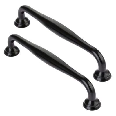 CETEOR Brass Cupboard Drawer Handles, 2pcs Black Cabinet Pull Handles,Durable Ziny Alloy Minimalist Cupboard Pulls for Kitchen Cabinets Drawers/Home Decorating 128mm