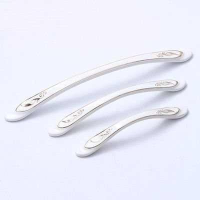 Antique Cabinet Drawer Handles, 2Pcs Cabinet Door Hardware Curved Handle Pattern Wardrobe Handle Furniture Door Handle 96 Fuji Black (Color : 96 White)
