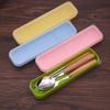 IFAJOOR Flatware Silverware Set, 3/12/18/24 Pieces Creative And Cute Adult Travel Portable Cutlery Box Three-piece Set Student Wooden Handle Stainless Steel Chopsticks Spoon Fork, Tableware Cutlery S view 3