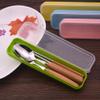 IFAJOOR Flatware Silverware Set, 3/12/18/24 Pieces Creative And Cute Adult Travel Portable Cutlery Box Three-piece Set Student Wooden Handle Stainless Steel Chopsticks Spoon Fork, Tableware Cutlery S view 4