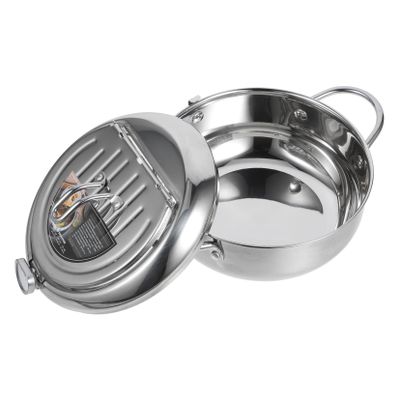 LABRIMP Stainless Steel Deep Fryer Pot for Japanese Cuisine Nonstick Mini Frying Pan for Tempura Fish and Chicken Easy Clean Healthy Cooking