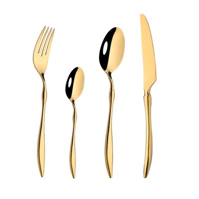 SEELLODGE Silverware Flatware Cutlery Set, 4/16/24/32/40/48 Pieces 304 Stainless Steel Knife, Fork And Spoon Set 4-piece Steak Knife Gold Tableware Hotel Home Tableware (Color : Gold, Size : 1Set-4P