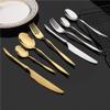 SEELLODGE Silverware Flatware Cutlery Set, 4/16/24/32/40/48 Pieces 304 Stainless Steel Knife, Fork And Spoon Set 4-piece Steak Knife Gold Tableware Hotel Home Tableware (Color : Gold, Size : 1Set-4P view 2