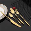 SEELLODGE Silverware Flatware Cutlery Set, 4/16/24/32/40/48 Pieces 304 Stainless Steel Knife, Fork And Spoon Set 4-piece Steak Knife Gold Tableware Hotel Home Tableware (Color : Gold, Size : 1Set-4P view 3