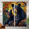 ONINUO Black Bear Blackout Curtains for Girls Boy Home Decor, Wildlife Rustic National Forest Farm Grommet Thermal Insulated Drapes Darkening Window Curtain for Bedroom Living Room, 63 x 63 Inch view 2
