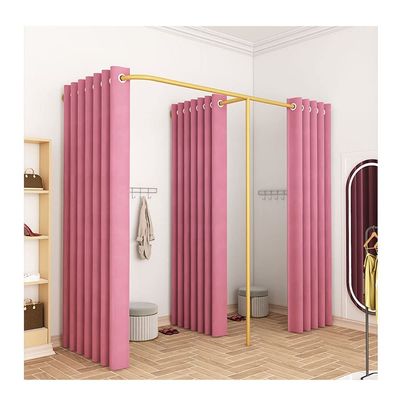 Fitting Rooms, Corner Wall Hanging Dressing Room - Room Dividers & Privacy Protection, F Type Changing Room for Clothing Store, Boutiques, Easy Assemble Closet Shelves ( Color : Pink , Size : 6.23x2.9
