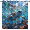 Sea Turtle Blackout Curtains for Girls Boy Home Decor, Ocean Underwater World Marine Tropical Fish Grommet Thermal Insulated Drapes Darkening Window Curtain for Bedroom Living Room, 63 x 63 Inch view 1