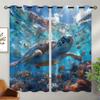 Sea Turtle Blackout Curtains for Girls Boy Home Decor, Ocean Underwater World Marine Tropical Fish Grommet Thermal Insulated Drapes Darkening Window Curtain for Bedroom Living Room, 63 x 63 Inch view 2