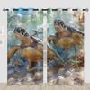 Sea Turtle Blackout Curtains for Girls Boy Home Decor, Starfish Seashells Nautical Beach Tropical Grommet Thermal Insulated Drapes Darkening Window Curtain for Bedroom Living Room, 84 x 84 Inch view 2