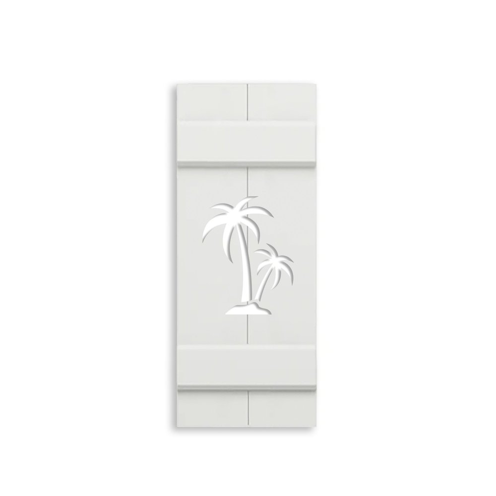 Double Palm Tree Shutter, Custom Exterior PVC, Coastal Decor-Sold Individually (Width: 14.5, Height: 41)