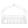 EastVita Twin House Bed, Twin Size Bed Frame with Roof, Safety Guardrail & Fence Playhouse Bed for Teens, Kids, Girls, Boys Twin Size Wooden House Bed (White) view 4