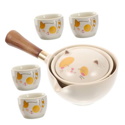 Garneck Vintage Teapot with Tea Cup Tea Pot and Cups Set Ceramic Tea Pot Cup Set Kung Fu Tea Set