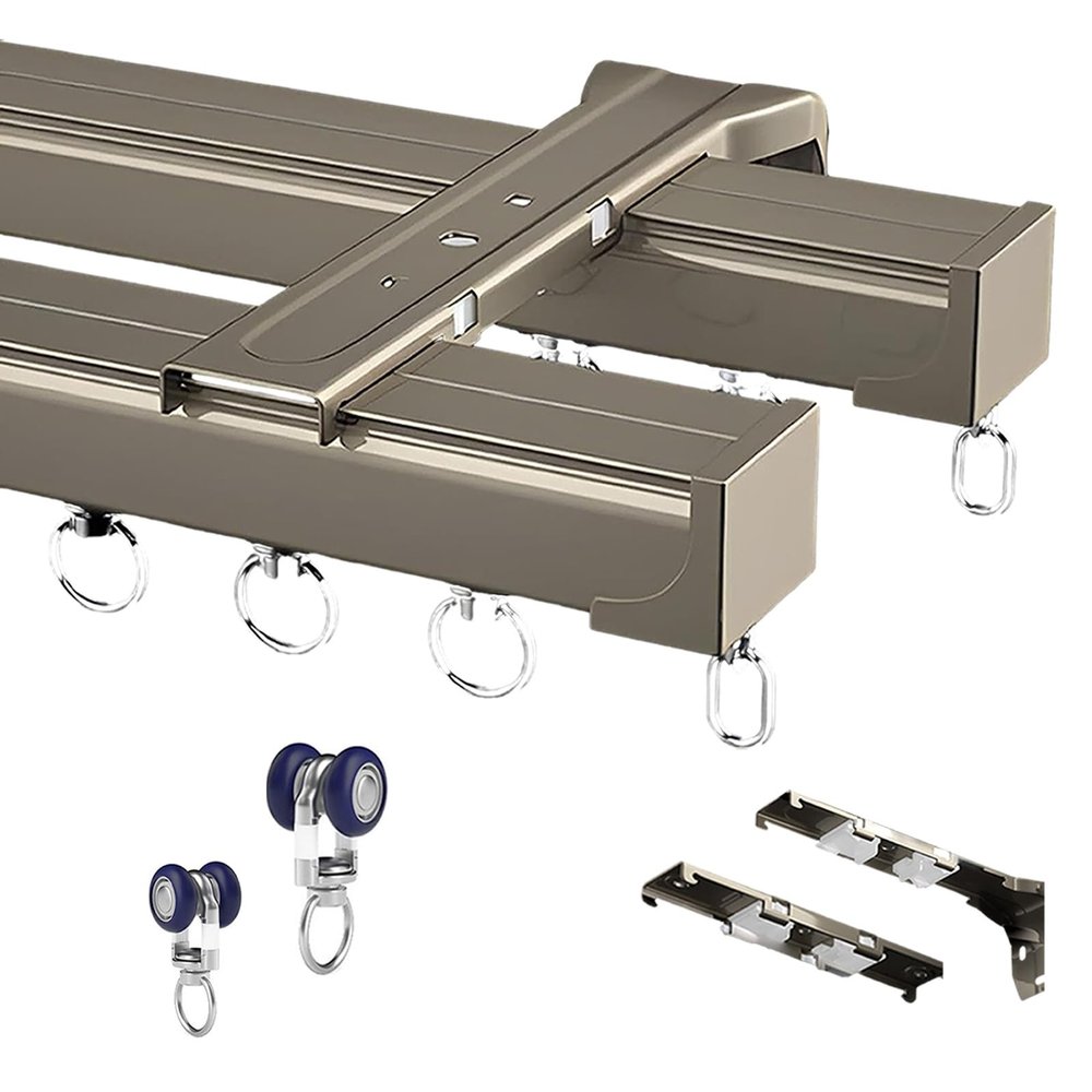 Heavy Aluminum Room Divider Ceiling Track Set, Ceiling Mount Curtain Track, Curtain Track Rod, Hidden Aluminum Curtain Track, Ceiling Curtain Track Set, Curtain Double Tracks, Straight Curtain Track (