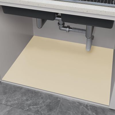 BANEBOR Under Sink Mats - 20" x 16" (Cut-to-Fit) Absorbent Shelf Liner for Kitchen & Bathroom Cabinets | Non-Slip, Quick-Dry Cabinet Liner for Under Sink, Vanity & Utility Storage (Beige, 20''x16'')