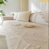 Huierxun Luxury Cotton Solid Embroidery Sofa Cover Boho Farmhouse Sofa Slipcover Soft Quilted Sectional Couch Cover Non-Slip Sofa Slipcovers Washable Furniture Protector for Pet Kids (Khaki,28"x82") view 4