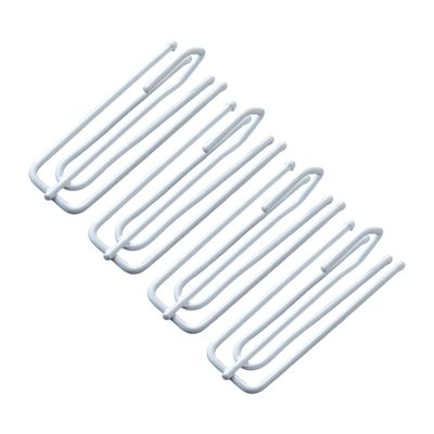 Amosfun 15pcs Stainless Steel Curtain Hooks Double Four Fork Drapery Hooks for Easy Hanging of Shower and Window Curtains White