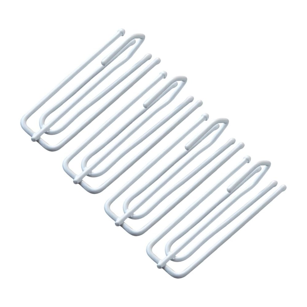 Amosfun 15pcs Stainless Steel Curtain Hooks Double Four Fork Drapery Hooks for Easy Hanging of Shower and Window Curtains White