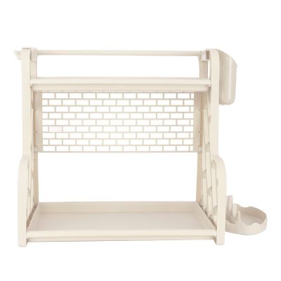 XHTLLO Spice Rack, Kitchen Storage Rack Organizer Shelf Spice Bottle Holder with Cutting Board Rack(41cm-Off White)