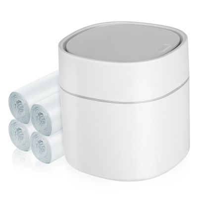 Gogogmee Desk Trash Can Lid Mini Trashcan for Bedroom Countertop Garbage Bin Plastic Waste Basket Simple Design Home Office