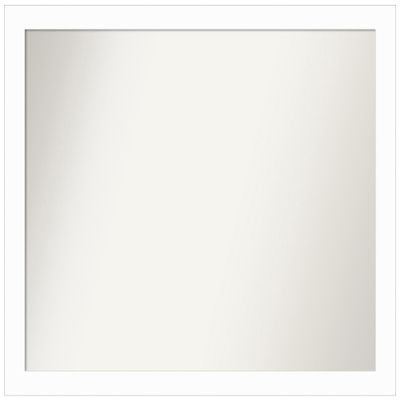 Amanti Art White Bathroom Mirror for Over Sink, 31x37 Custom Made Basic White Narrow Rectangle Vanity Mirror, Large Casual Wood Frame, Hangs Horizonally and Vertically, Wall Decor