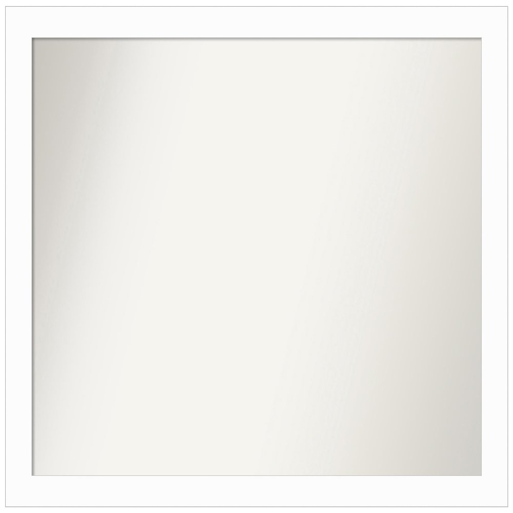 Amanti Art White Bathroom Mirror for Over Sink, 31x37 Custom Made Basic White Narrow Rectangle Vanity Mirror, Large Casual Wood Frame, Hangs Horizonally and Vertically, Wall Decor