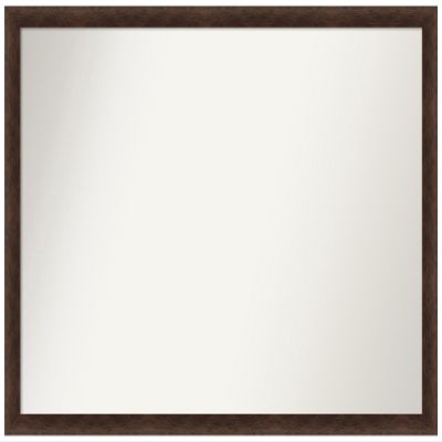 Amanti Art Brown Bathroom Mirror for Over Sink, 34x47 Custom Made Warm Walnut Narrow Rectangle Vanity Mirror, Oversize Casual Wood Frame, Hangs Horizonally and Vertically, Wall Decor