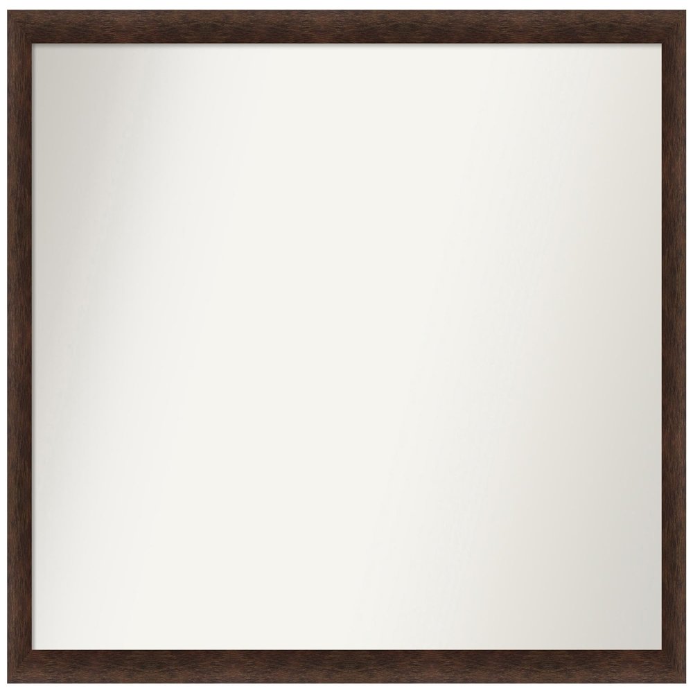 Amanti Art Brown Bathroom Mirror for Over Sink, 34x47 Custom Made Warm Walnut Narrow Rectangle Vanity Mirror, Oversize Casual Wood Frame, Hangs Horizonally and Vertically, Wall Decor