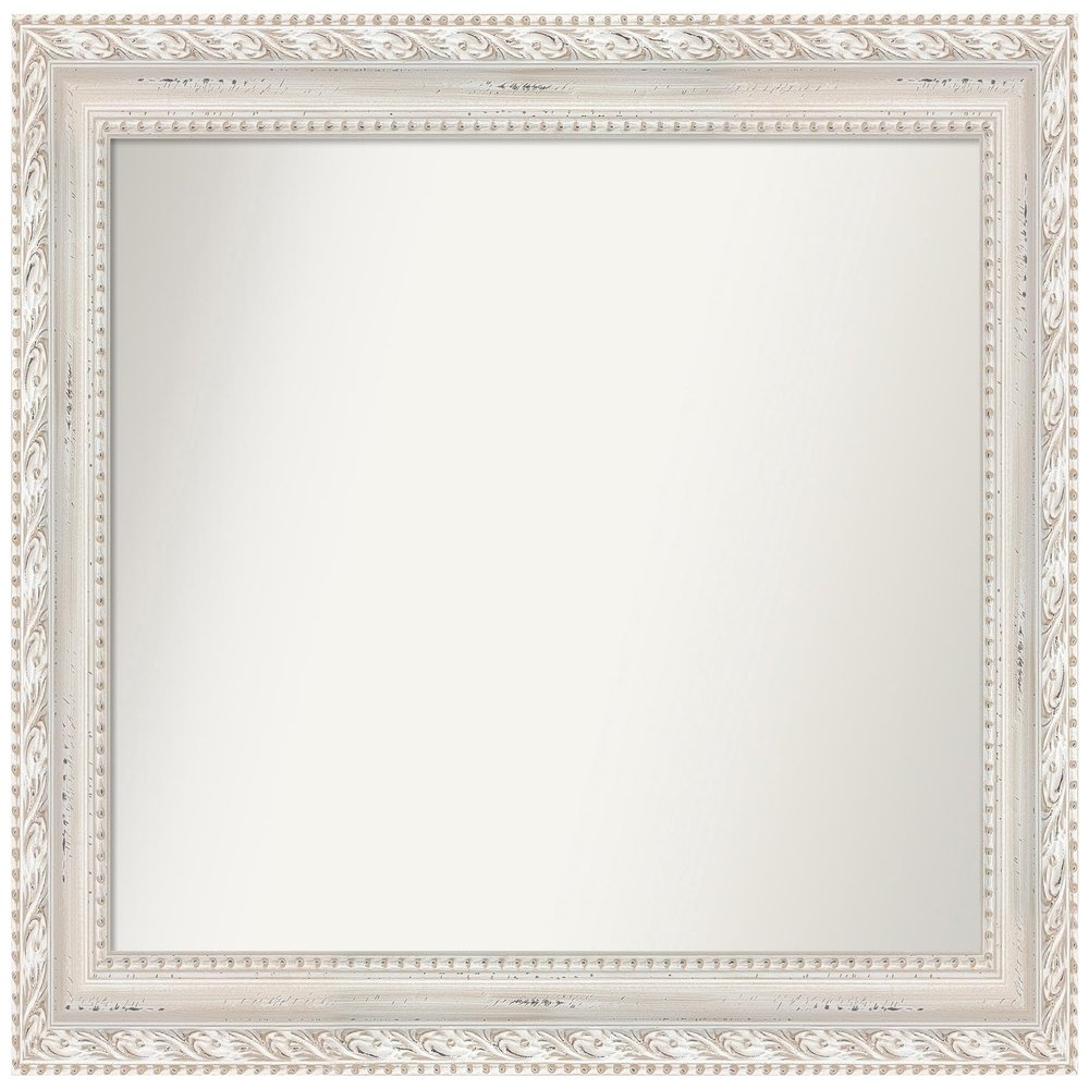 Amanti Art White Bathroom Mirror for Over Sink, 27x34 Custom Made Opera Off White Rectangle Vanity Mirror, Large Traditional Wood Frame, Hangs Horizonally and Vertically, Wall Decor