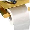 HOLIDYOYO Aluminum Alloy Paper Towel Holder Brushed Texture Wall Mount Tissue Roll Shelf Mobile Phone Storage Rack Modern Bathroom Accessory view 3