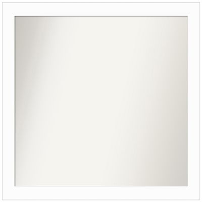 Amanti Art White Bathroom Mirror for Over Sink, 28x31 Custom Made Basic White Narrow Rectangle Vanity Mirror, Large Casual Wood Frame, Hangs Horizonally and Vertically, Wall Decor