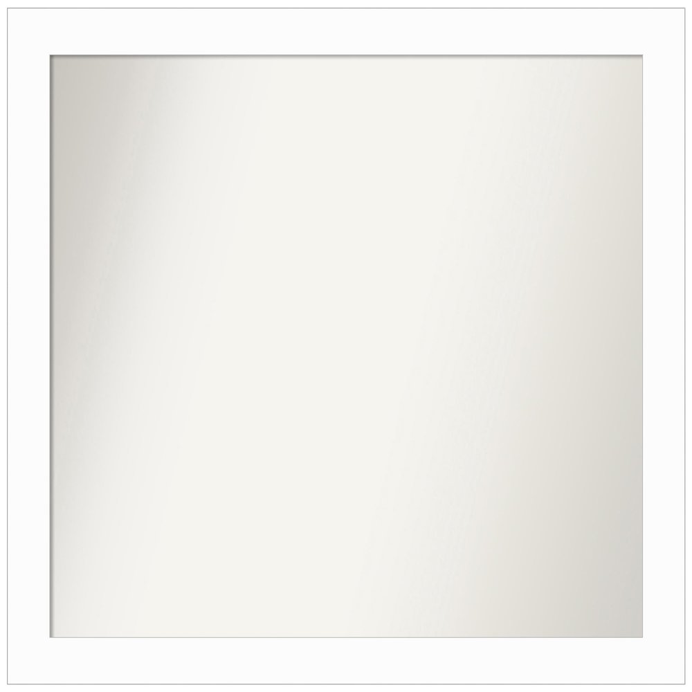 Amanti Art White Bathroom Mirror for Over Sink, 28x31 Custom Made Basic White Narrow Rectangle Vanity Mirror, Large Casual Wood Frame, Hangs Horizonally and Vertically, Wall Decor