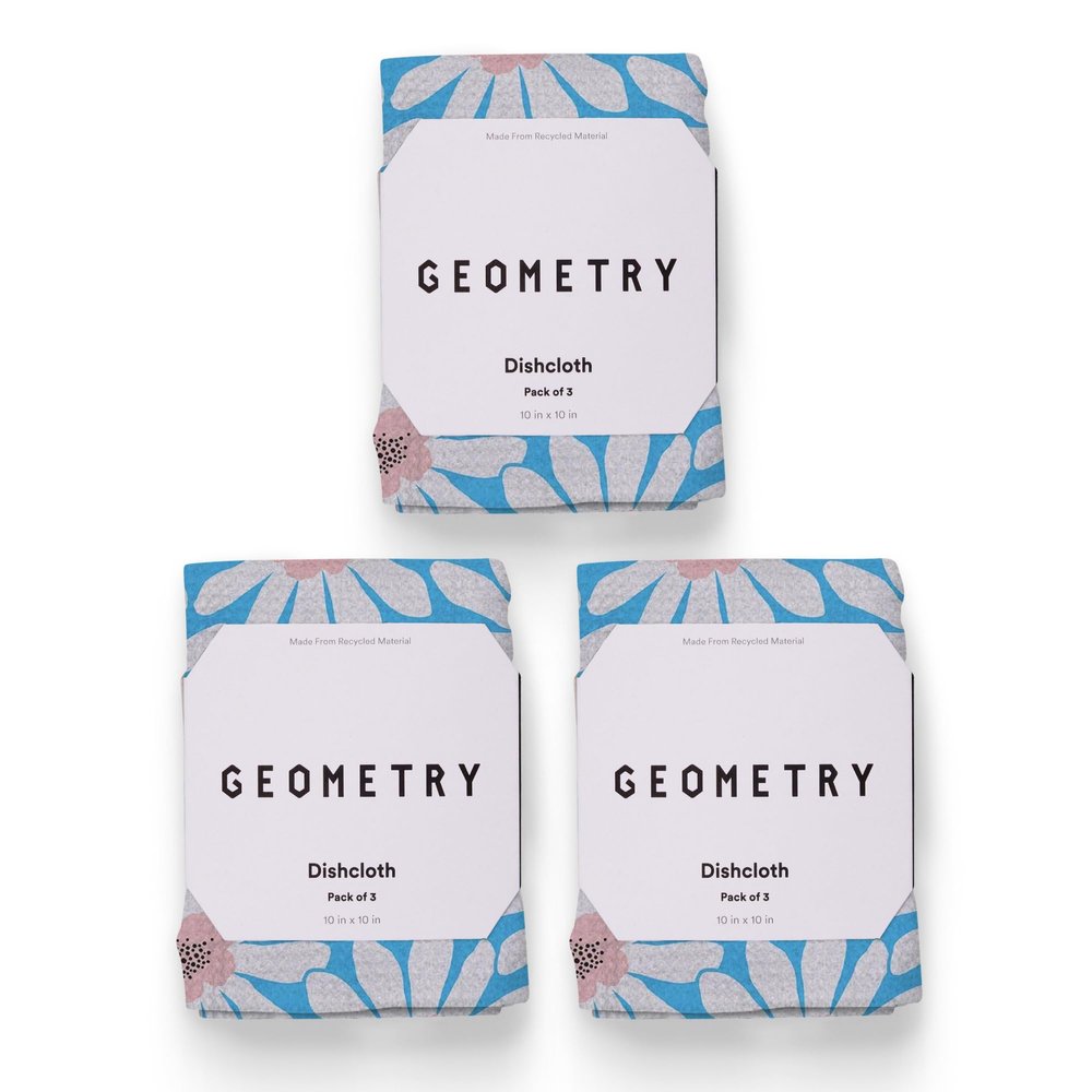 GEOMETRY Kitchen Dish Cloths - Spring & Summer Collection - Premium Dishcloths with Geoweave - Absorbent & Fast Drying Kitchen Towels - Sweet Spring, 10" x 10" - 3-Pieces