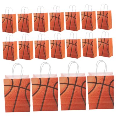 ORFOFE 24pcs Basketball Themed Bags Handles Creative Kraft Paper Party Favor Bags for Birthdays Sports Events and Special Occasions Capacity for Snacks Candy and Presents