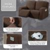 ULTICOR Reclining Loveseat Slipcover, 48" - 65" L, 6-Piece Jacquared Stretch Loveseat Reclining Sofa Covers, Loveseat Recliner Cover, Thick, Soft (Chocolate, Loveseat Recliner Cover)(Style 1) view 3