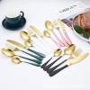 SEELLODGE Silverware Flatware Cutlery Set, 4/16/24/32/40/48 Pieces Mirror Pink Gold Stainless Steel Cutlery Steak Cutlery Set (Color : Rose Gold, Size : 10Set-40Pcs) view 2