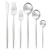 SEELLODGE Silverware Flatware Cutlery Set, 6/24/36/48/60/72 Pieces Stainless Steel Steak Cutlery Set Dessert Cutlery Portuguese Cutlery Set Of Six (Color : Silver, Size : 1Set-6Pcs) view 1