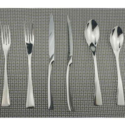 GOODJAYVEN Silverware Flatware Set, 6/24/36/48/60/72 Pieces Stainless Steel Cutlery, Forks And Spoons Mirror Blue Steak Cutlery Six-piece Set (Color : Silver, Size : 1Set-6Pcs)