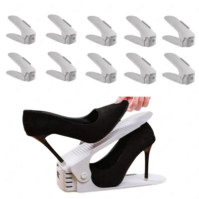 AKYLDI Shoe Stacker, Adjustable Shoe Slotz, Double Deck Shoe Slotz for Closet Organization,Gray-30