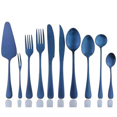 SEELLODGE Silverware Flatware Cutlery Set, 10-piece Blue Matte Stainless Steel Cutlery Steak Cutlery Set (Color : Blue, Size : 4Set)