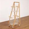 CAIYONG Shelf 2 Tier Bathroom Organization, Rolling Cart With 2 Wooden Frame Removable Laundry Hamper For Dirty Clothes Toys view 1
