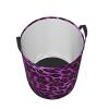 Laundry Hamper Round Laundry Basket with Handles Purple Leopard Laundry Hampers Waterproof Circular Hamper for Bathroom Storage Basket Dirty Clothes Hamper for Dirty Clothes view 2