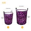 Laundry Hamper Round Laundry Basket with Handles Purple Leopard Laundry Hampers Waterproof Circular Hamper for Bathroom Storage Basket Dirty Clothes Hamper for Dirty Clothes view 3