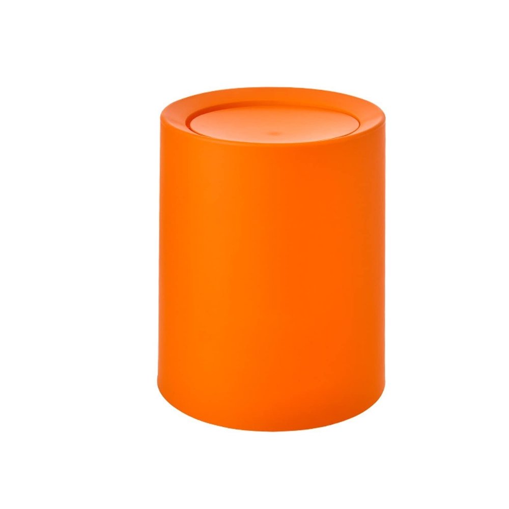 GRFIT Trash Cans Wastebasket 12l Simple Household Swing Lid Garbage Cans Bathroom Kitchen Open Garbage Cans Commercial Office Double Plastic Tube Kitchen Bathroom Rubbish Bin (Color : Orange)