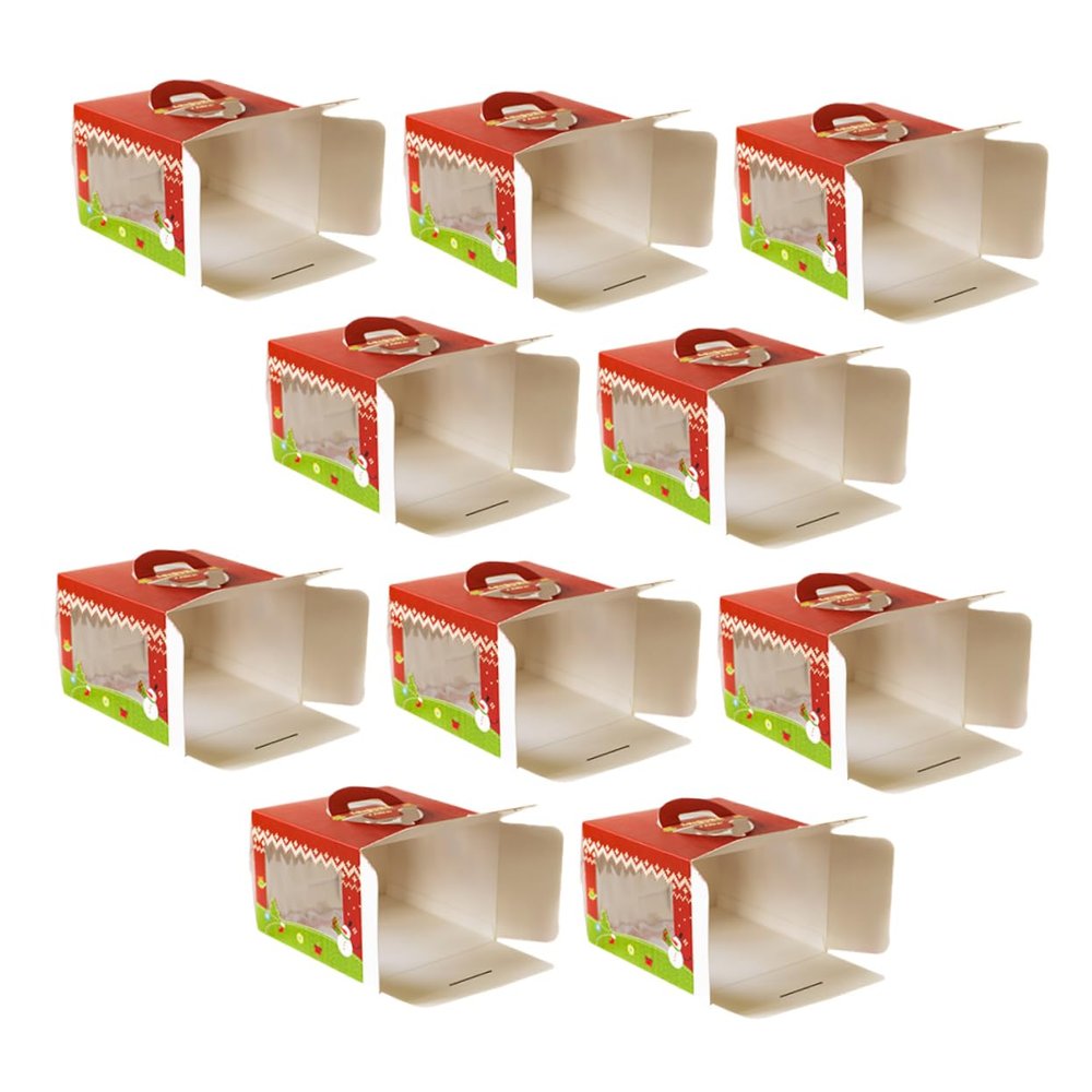 OKUMEYR 10pcs Christmas Cupcake Boxes Base Window Cake Storage Container for Desserts for Weddings Birthdays and Holiday Celebrations