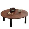 Topjia Japanese Folding Table Round/Square,Wooden Low Table Floor Table Chabudai Table,Small Foldable Coffee Table Dining Table Tatami Table,Household Table(27.5inch, Round Brown), 1776877 view 1