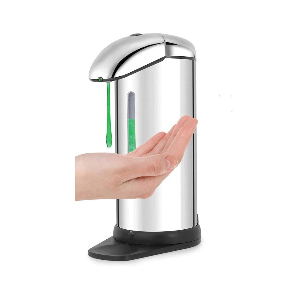 GeRRiT Soap Dispenser, Automatic Soap Dispenser Equipped with Switches, Infrared Motion Sensor, Waterproof Base, Touchless Hands Free Soap Dispenser for Bathroom Kitchen Hotel Restaurant, Silver