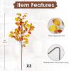 Arborus 3PCS Artificial Fall Leaf Stems Autumn Leaves Fake Fagus Sylvatica Folige Gold Faux Beech Leaf Branch, Long Stems for Floral Arrangements Autumn Decoration view 2