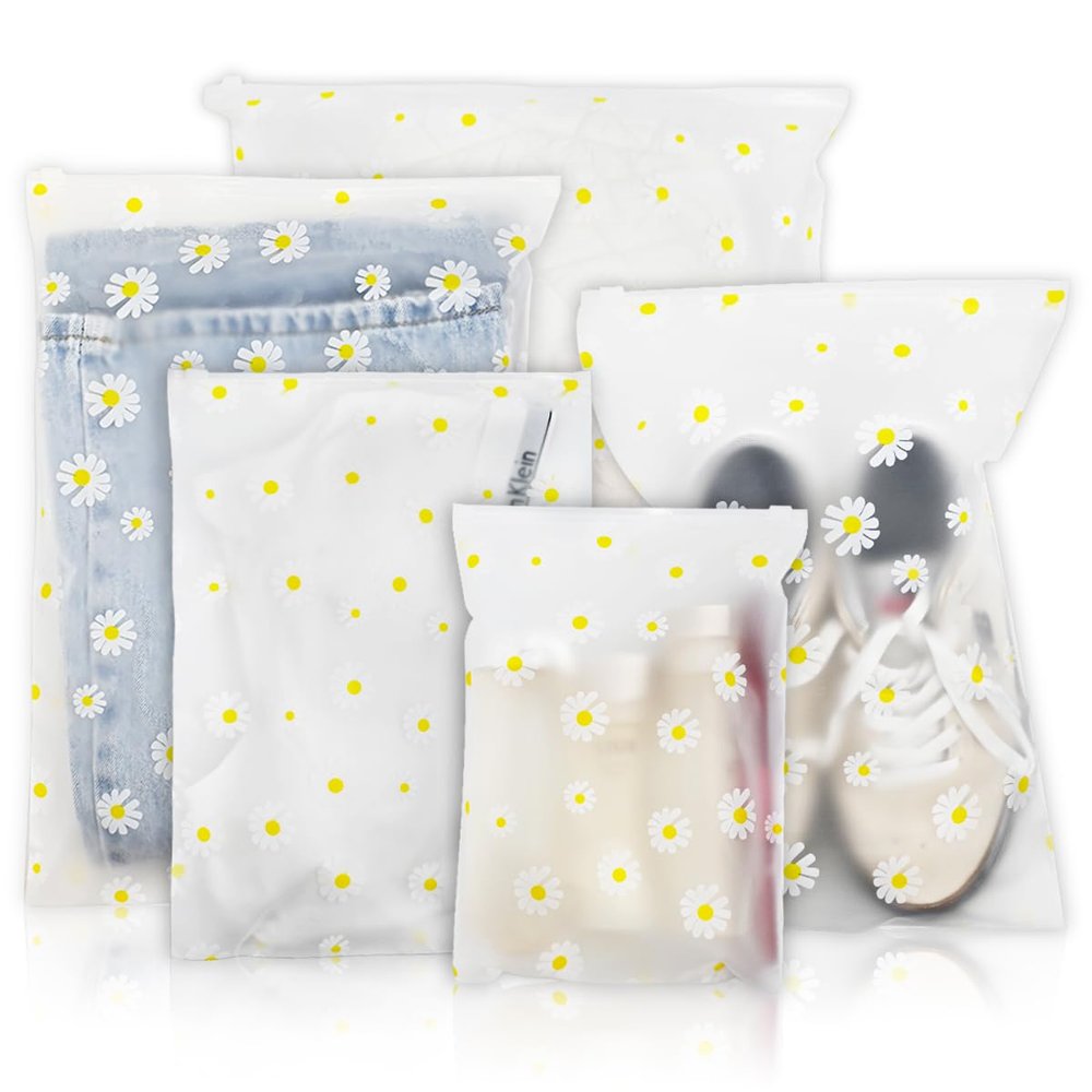 30PCS Travel Storage Bags for Clothes, Clear Reusable Bag Plastic Ziplock Bags, Waterproof Resealable Clothing Zipper Bags Luggage Organizer Pouch for Clothes, Towels, Shoes, Cosmetics (5 Size)